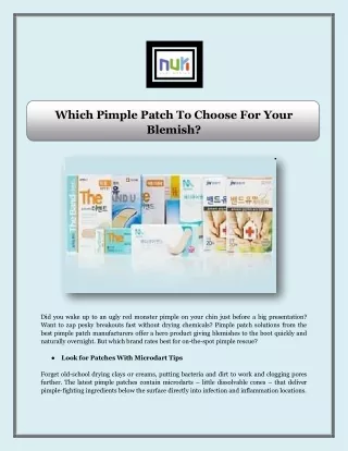 Which Pimple Patch To Choose For Your Blemish