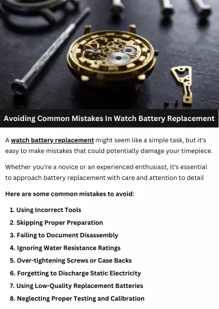 Avoiding Common Mistakes In Watch Battery Replacement