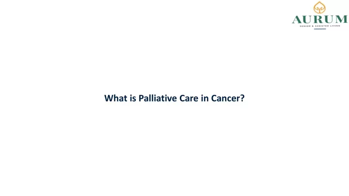 what is palliative care in cancer