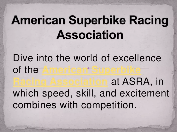 american superbike racing association