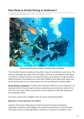 how deep is scuba diving in andaman