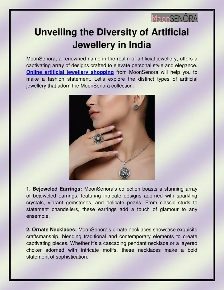 unveiling the diversity of artificial jewellery