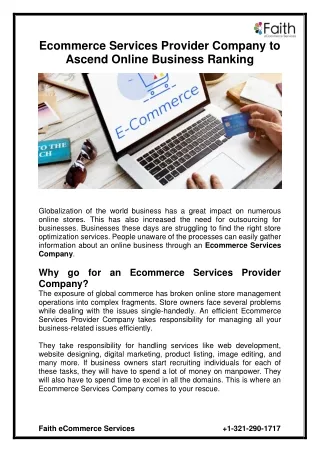 Ecommerce Services Provider Company to Ascend Online Business Ranking