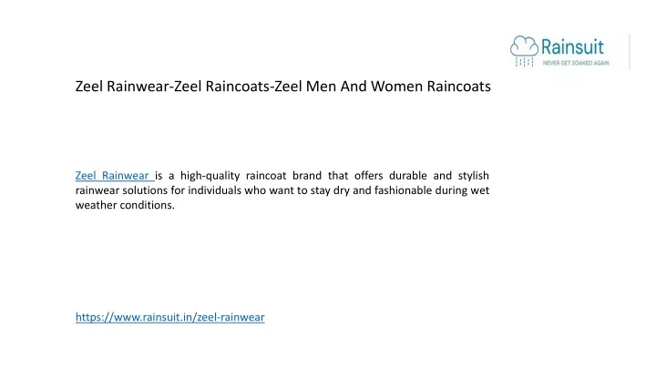 zeel rainwear zeel raincoats zeel men and women