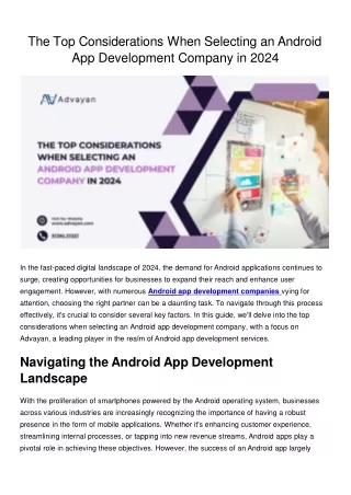 The Top Considerations When Selecting an Android App Development Company in 2024 (1)