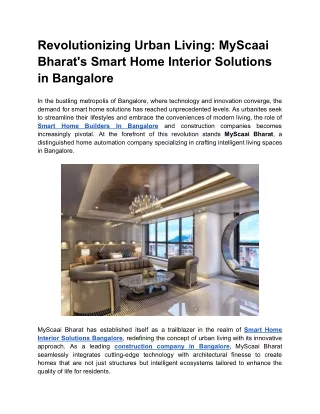 Revolutionizing Urban Living_ MyScaai Bharat's Smart Home Interior Solutions in Bangalore