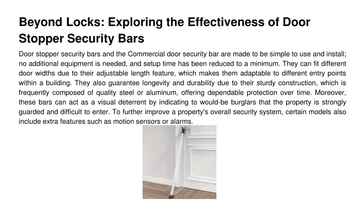 beyond locks exploring the effectiveness of door stopper security bars