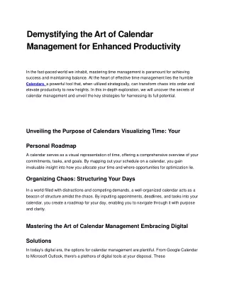 demystifying the art of calendar management