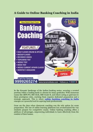A Guide to Online Banking Coaching in India