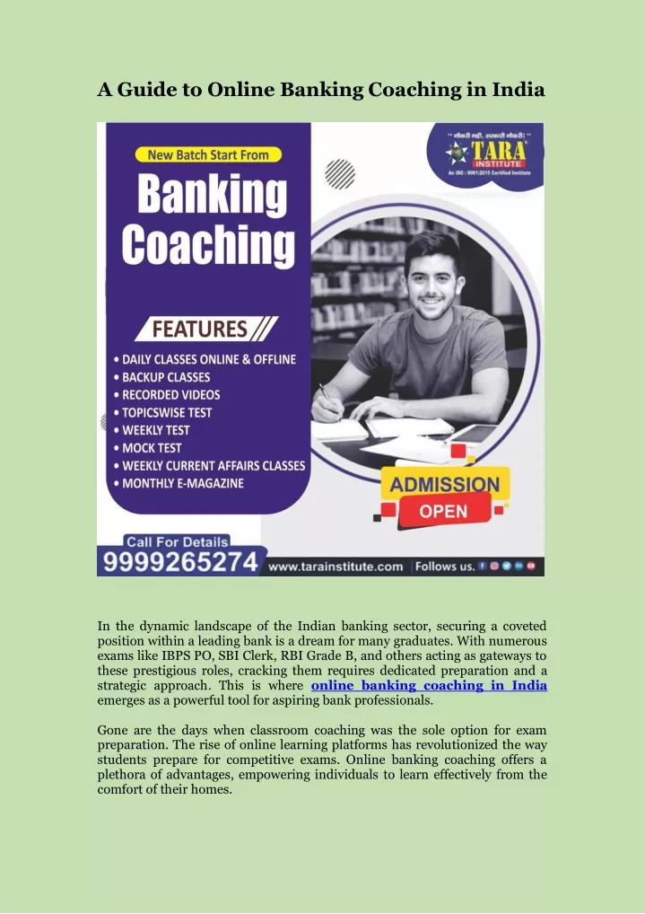 a guide to online banking coaching in india