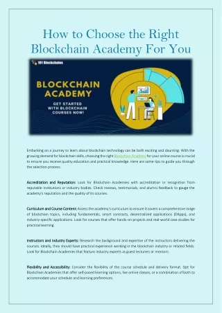 How to Choose the Right Blockchain Academy For You