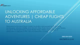 Unlocking Affordable Adventures - Cheap Flights to Australia