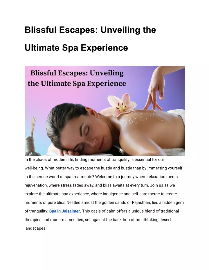 blissful escapes unveiling the