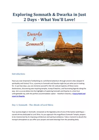 Exploring Somnath and Dwarka in Just 2 Days