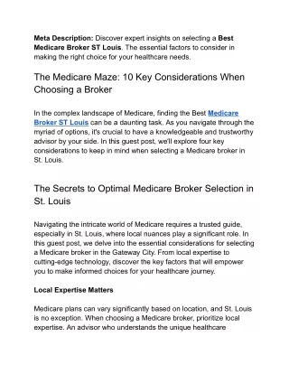The Medicare Maze_ 10 Key Considerations When Choosing a Broker