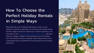 How To Choose the Perfect Holiday Rentals in Simple Ways