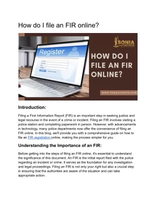 How do I file an FIR online_