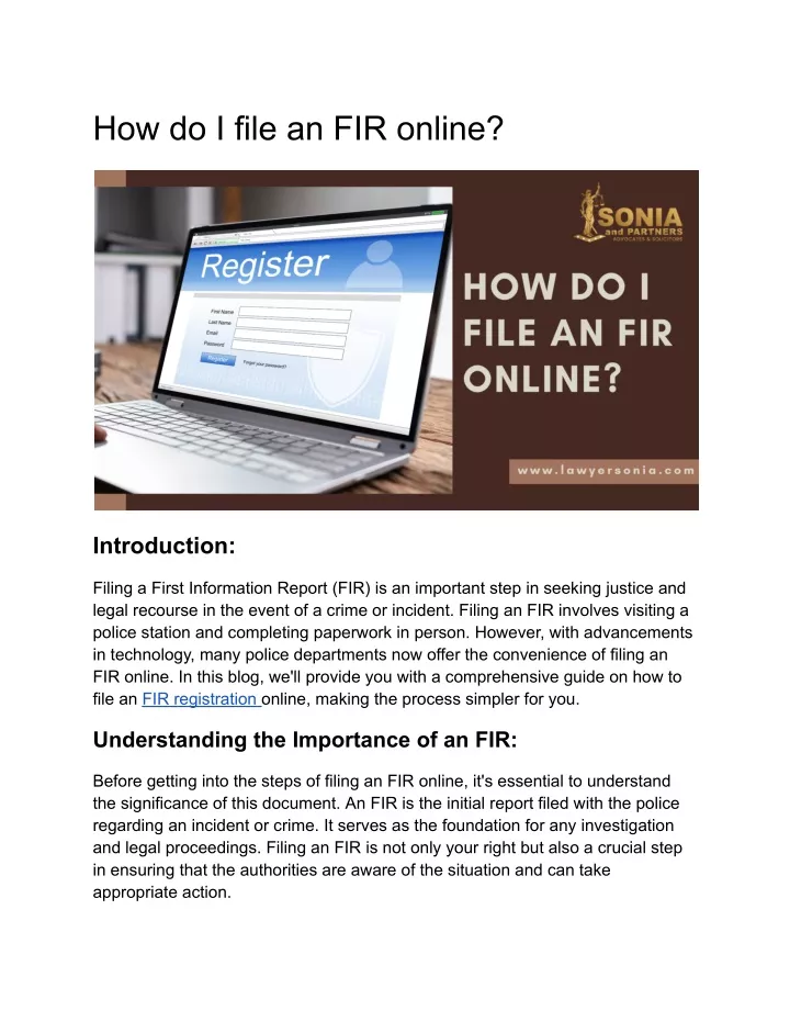 how do i file an fir online