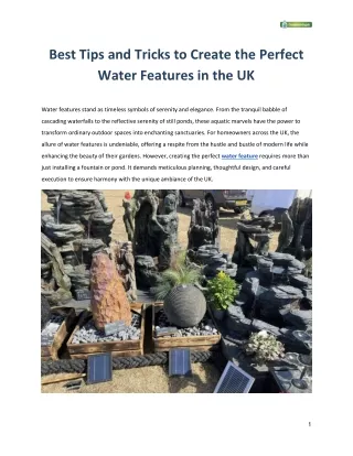 Best Tips and Tricks to Create The Perfect Water Features in the UK