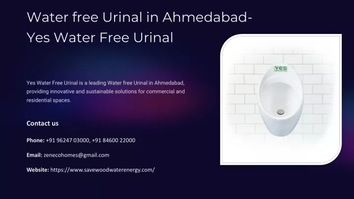 water free urinal in ahmedabad yes water free