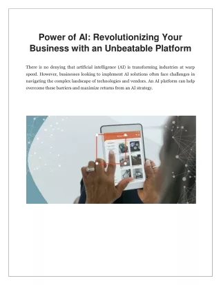Power of AI Revolutionizing Your Business with an Unbeatable Platform