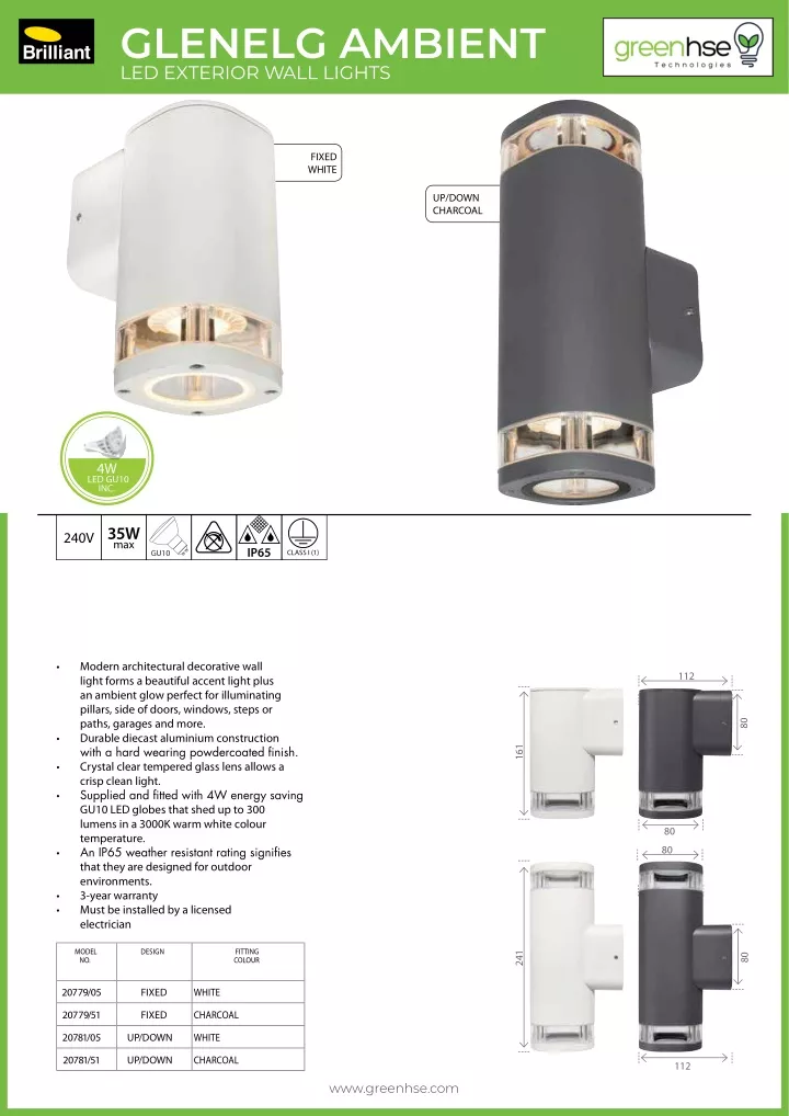 glenelg ambient led exterior wall lights