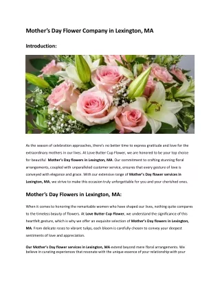 Mother’s Day Flower Company in Lexington, MA