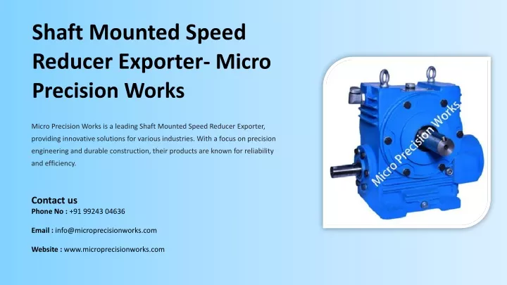 shaft mounted speed reducer exporter micro