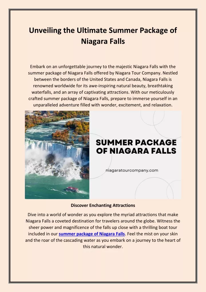 unveiling the ultimate summer package of niagara