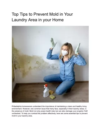 Top Tips to Prevent Mold in Your Laundry Area in your Home