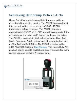 Self Inking Date Stamp 15/16 x 1-11/16 | Acorn Sales