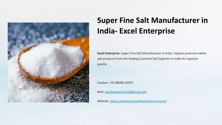 super fine salt manufacturer in india excel