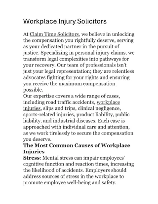 Workplace Injury Solicitors
