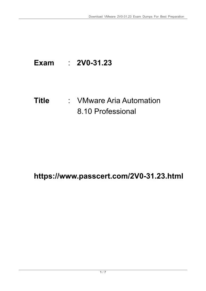 download vmware 2v0 31 23 exam dumps for best