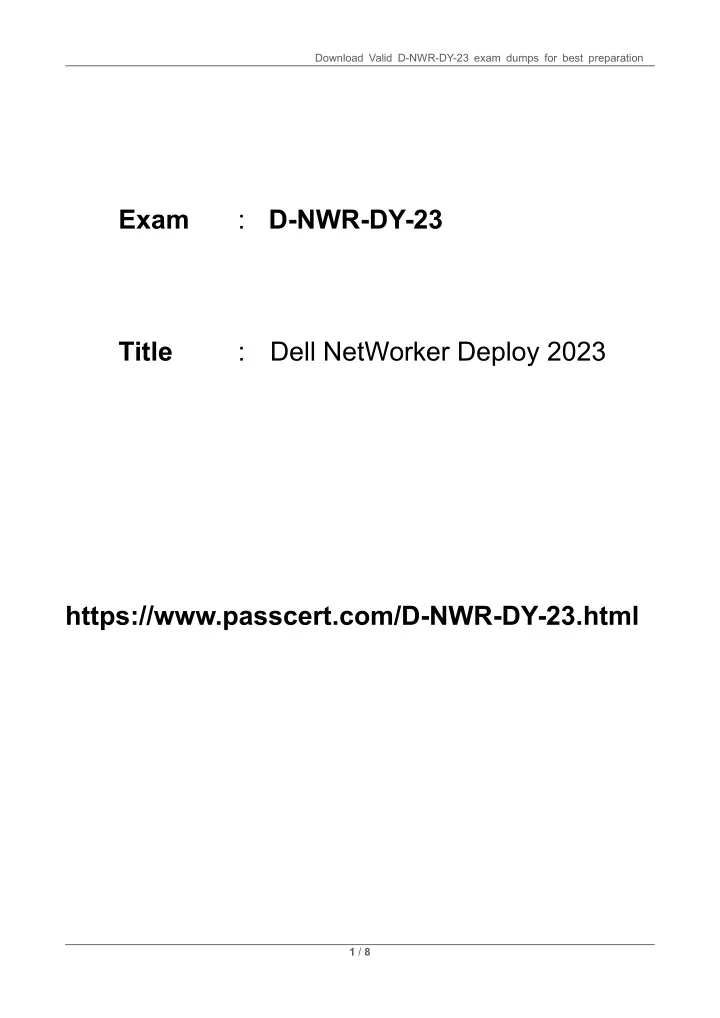 download valid d nwr dy 23 exam dumps for best