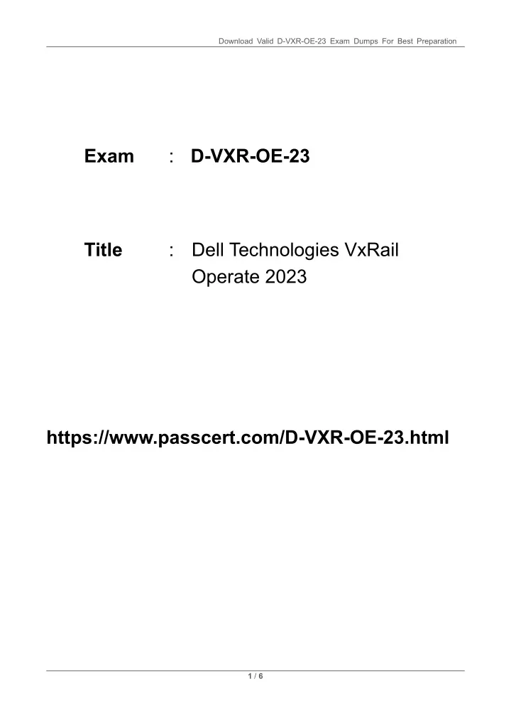 download valid d vxr oe 23 exam dumps for best
