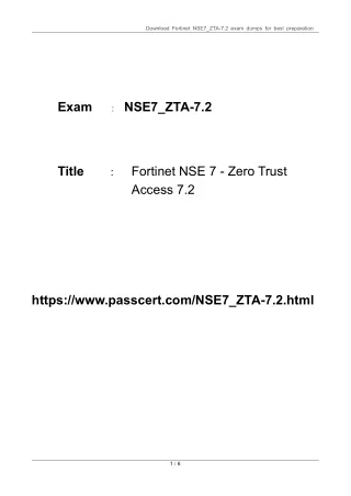 Fortinet NSE 7 - Zero Trust Access 7.2 NSE7_ZTA-7.2 Dumps