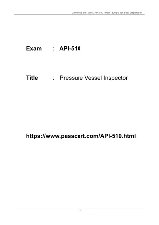 Pressure Vessel Inspector API-510 Dumps