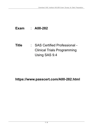 SAS Certified Professional A00-282 Dumps
