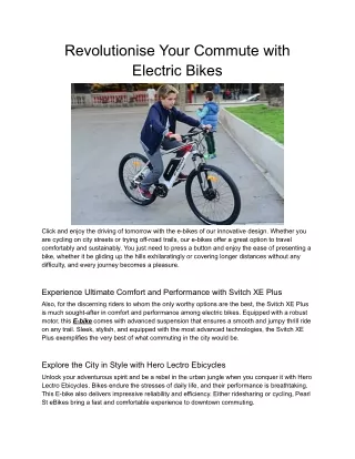Revolutionise Your Commute with Electric Bikes