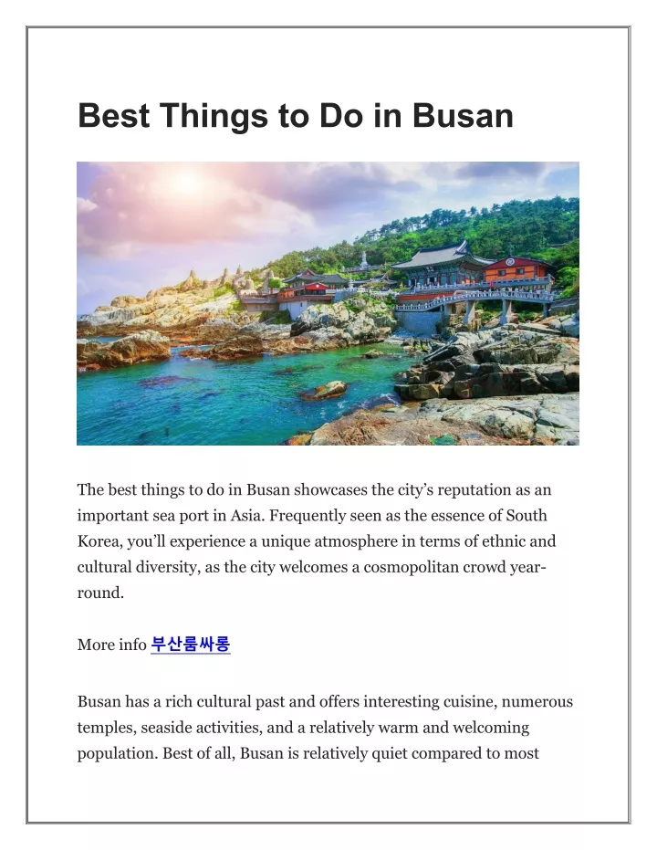 best things to do in busan