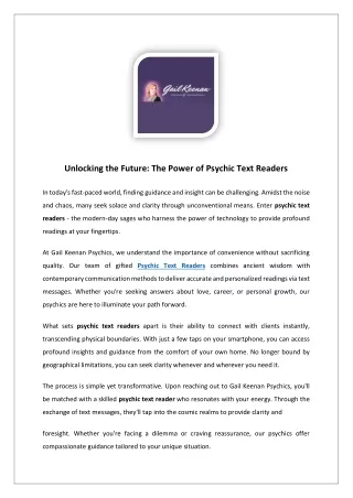 unlocking the future the power of psychic text