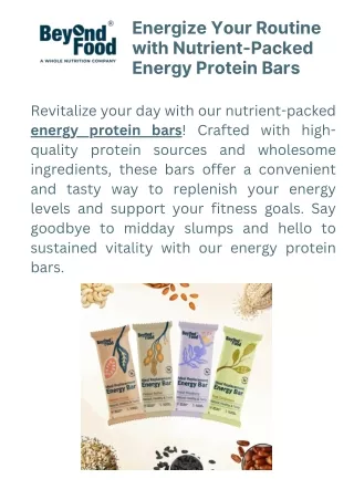 Energize Your Routine with Nutrient-Packed Energy Protein Bars