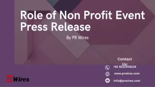 Role of Non-Profit Event  Press Release