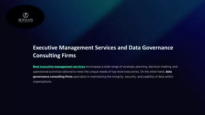 executive management services and data governance