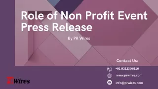 Role of Non-Profit Event  Press Release