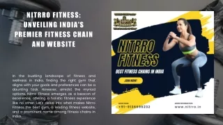 Nitrro Fitness Unveiling India's Premier Fitness Chain and Website