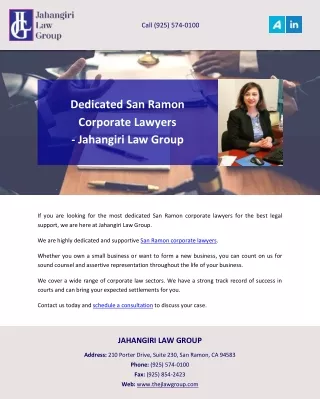 Dedicated San Ramon Corporate Lawyers - Jahangiri Law Group