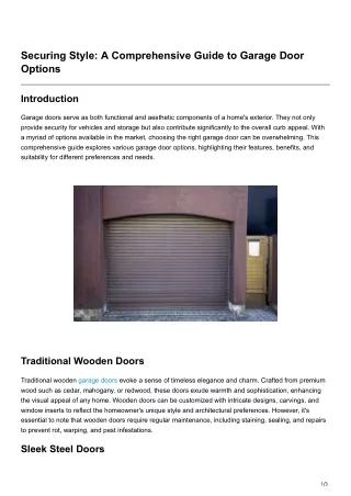 Securing Style A Comprehensive Guide to Garage Door Options