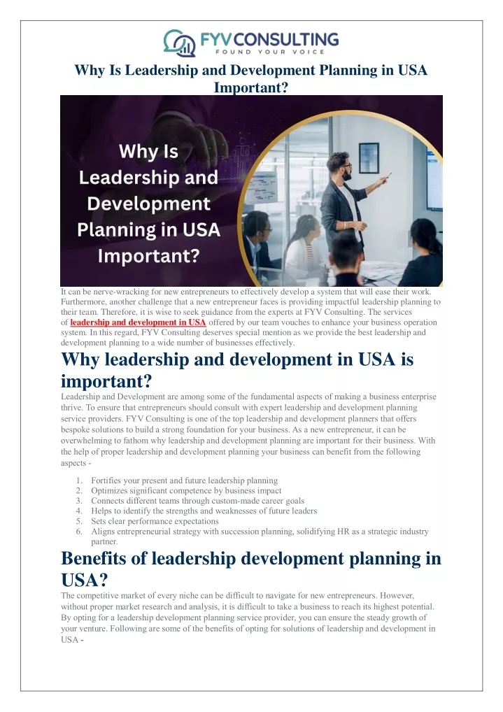 why is leadership and development planning